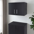 20 Black Wood Wall Mounted Storage Cabinet With Two Doors