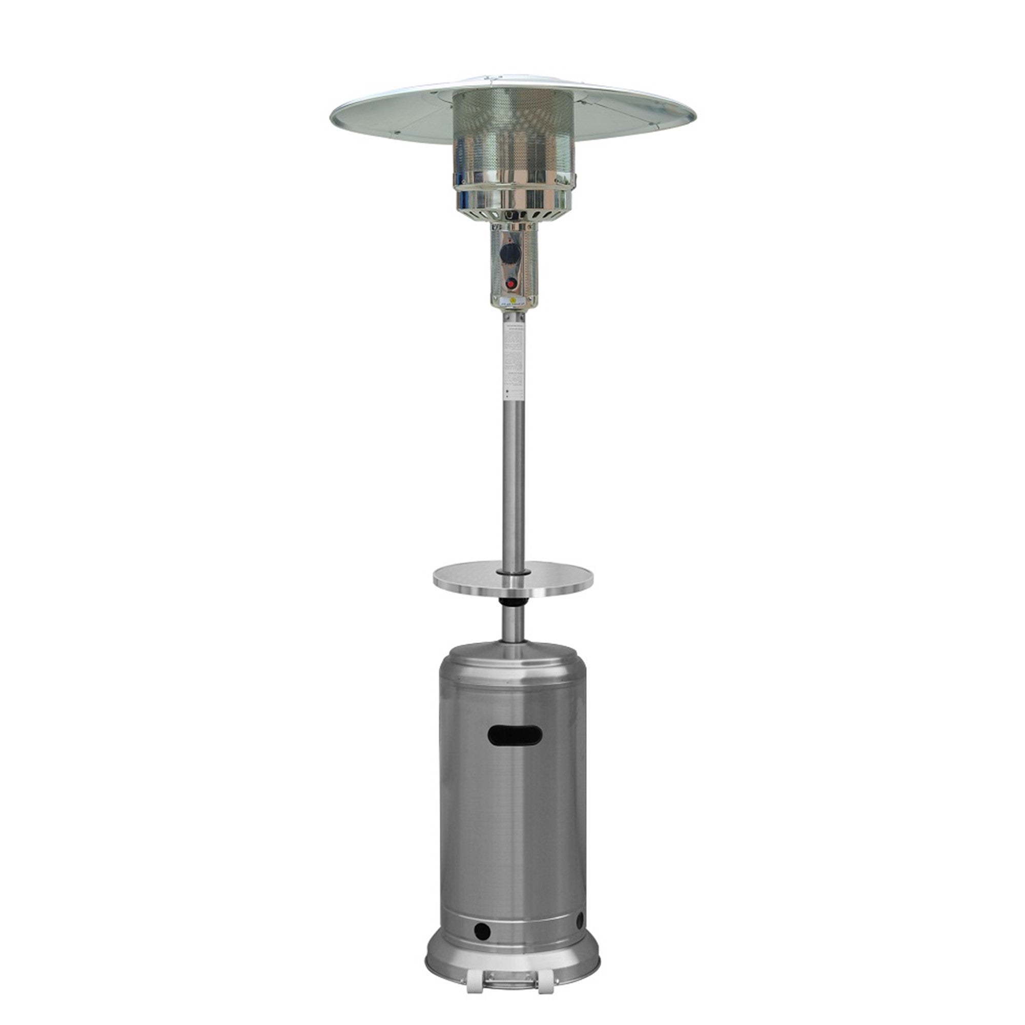 48000 Btu Silver Steel Propane Cylindrical Pole Standing Patio Heater