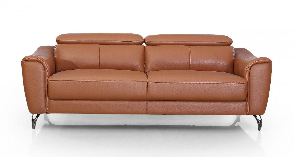 Urban 80'' Brown Leather Adjustable Headrest Sofa