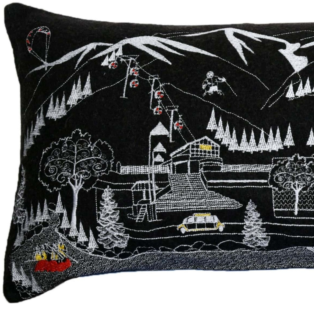 HomeRoots Grey 45' Black Aspen Nighttime Skyline Lumbar Decorative Pillow