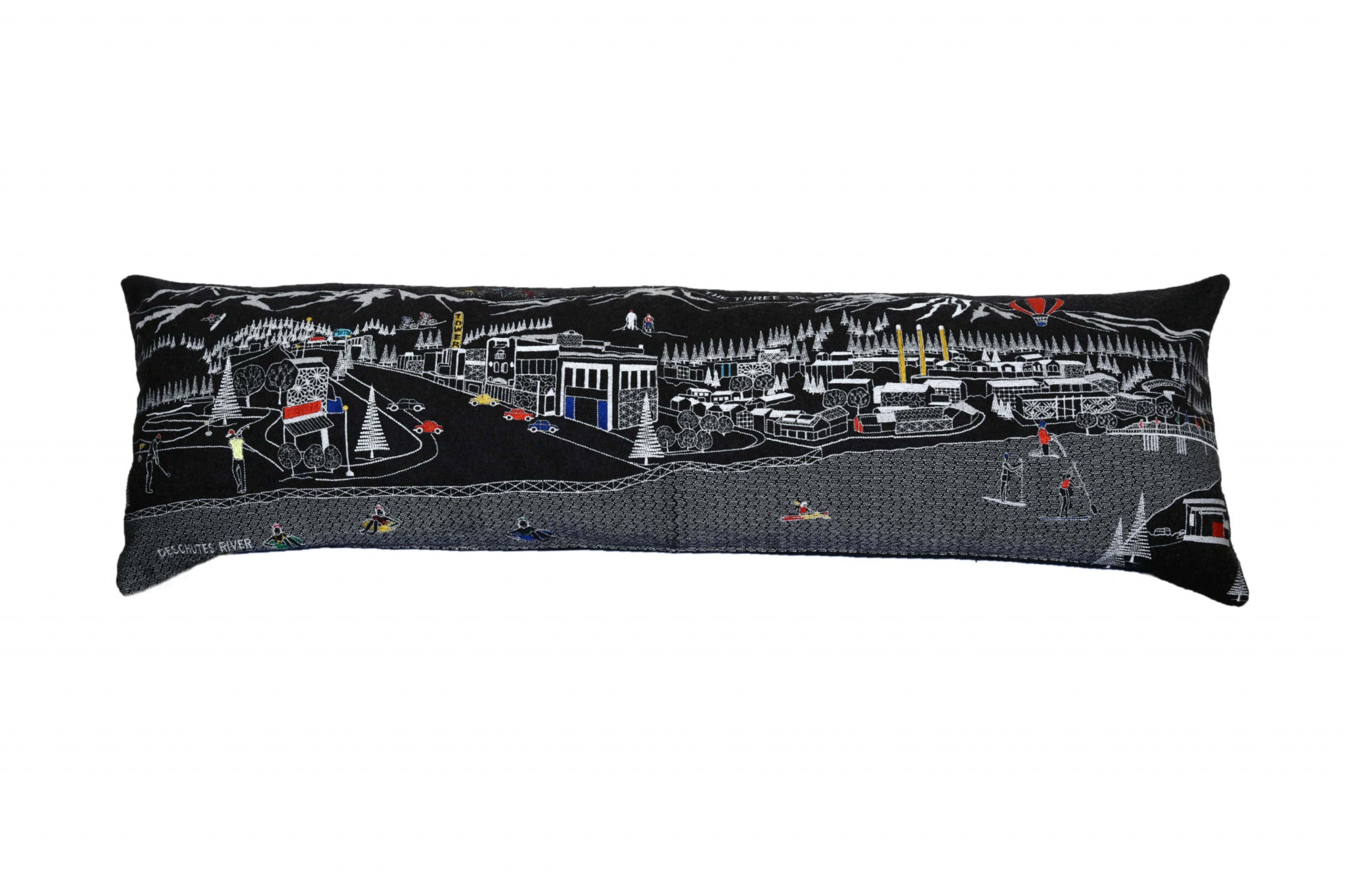 HomeRoots Grey 45' Black Bend Nighttime Skyline Lumbar Decorative Pillow