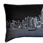 HomeRoots Grey 45' Black Hong Kong Nighttime Skyline Lumbar Decorative Pillow