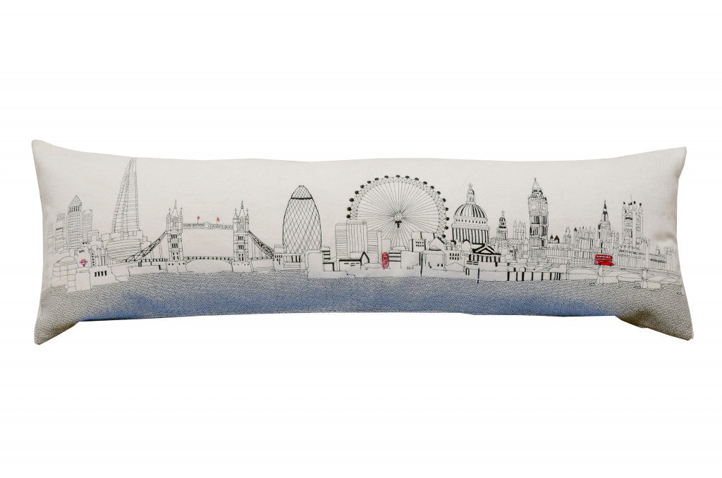 HomeRoots Cream 45' White London Daylight Skyline Lumbar Decorative Pillow