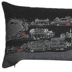 HomeRoots Grey 45' Black New Orleans Nighttime Skyline Lumbar Decorative Pillow