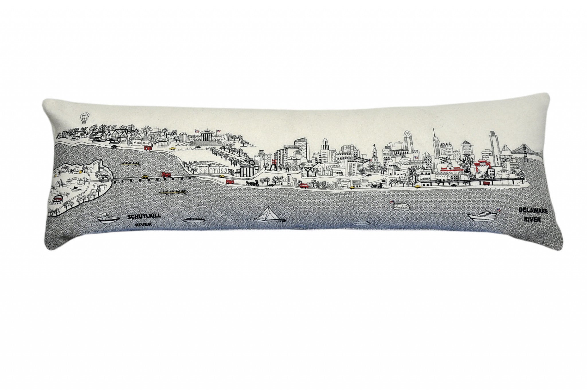 HomeRoots Cream 45' White Philadelphia Daylight Skyline Lumbar Decorative Pillow