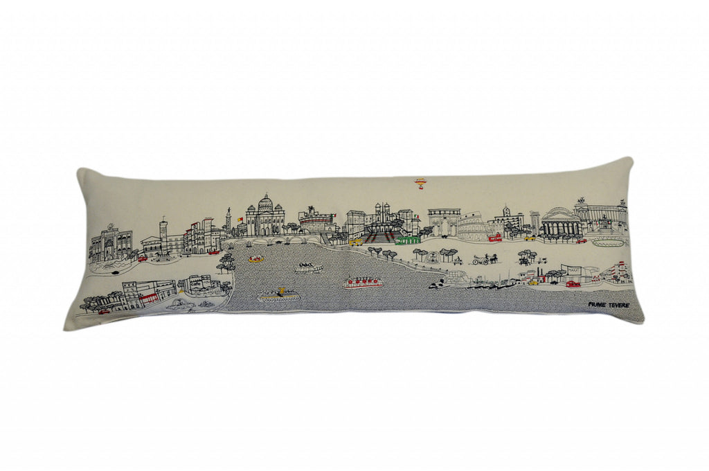 HomeRoots Cream 45' White Rome Daylight Skyline Lumbar Decorative Pillow