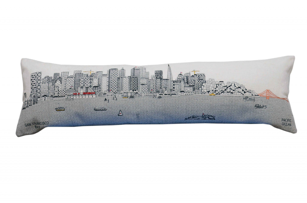 HomeRoots Cream 45' White San Francisco Daylight Skyline Lumbar Decorative Pillow