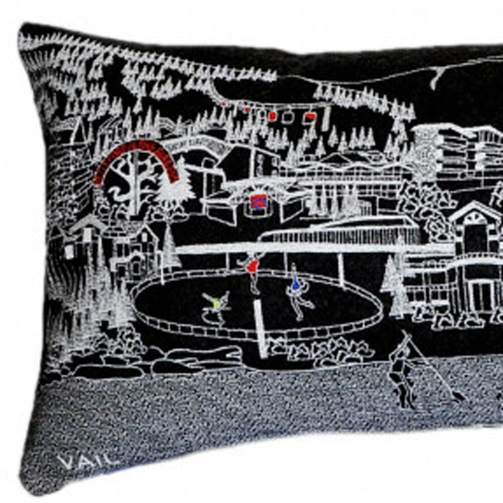 HomeRoots Grey 45' BlackVail Nighttime Skyline Lumbar Decorative Pillow