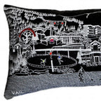 HomeRoots Grey 45' BlackVail Nighttime Skyline Lumbar Decorative Pillow