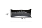 HomeRoots Grey 24' Black Charleston Nighttime Skyline Lumbar Decorative Pillow