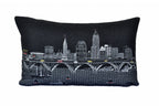 HomeRoots Grey 24' Black Cleveland Nighttime Skyline Lumbar Decorative Pillow