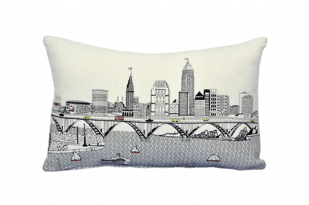 HomeRoots Cream 24' White Cleveland Daylight Skyline Lumbar Decorative Pillow