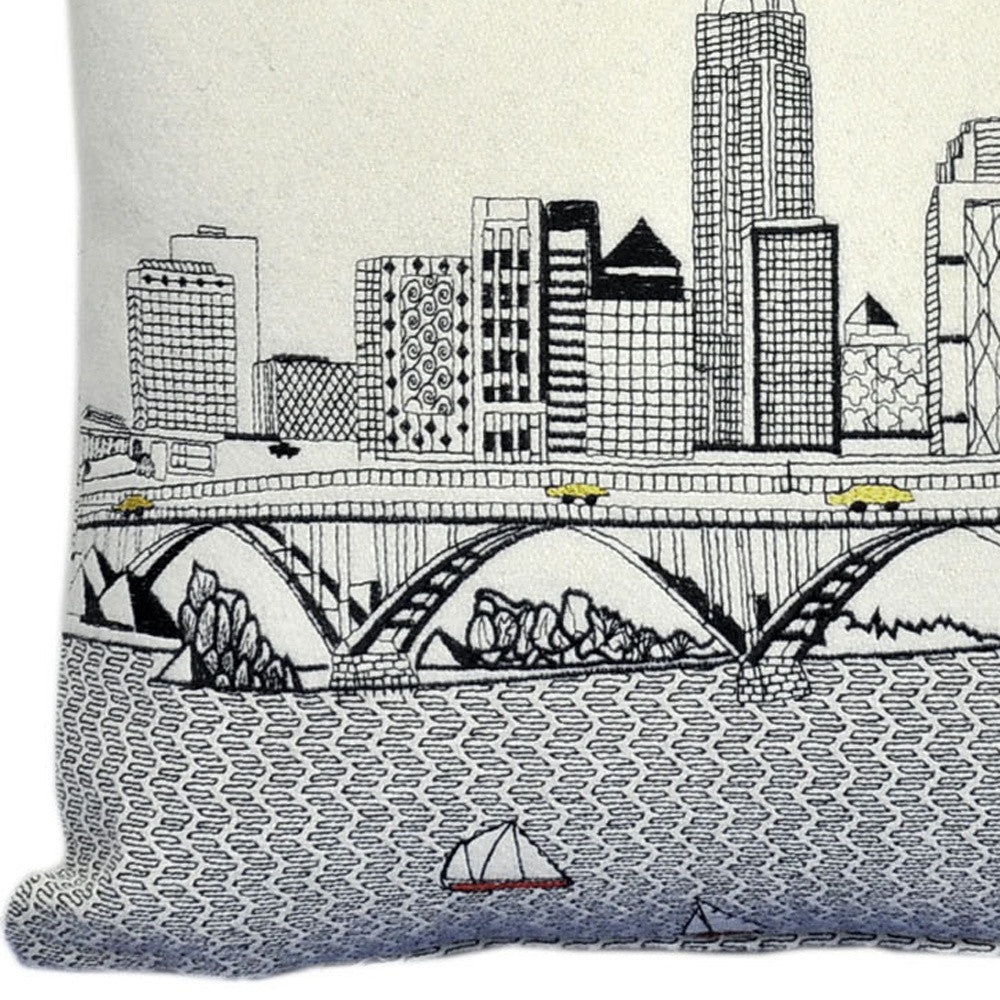 HomeRoots Cream 24' White Cleveland Daylight Skyline Lumbar Decorative Pillow