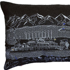 HomeRoots Grey 24' Black Homer Spit Nighttime Skyline Lumbar Decorative Pillow