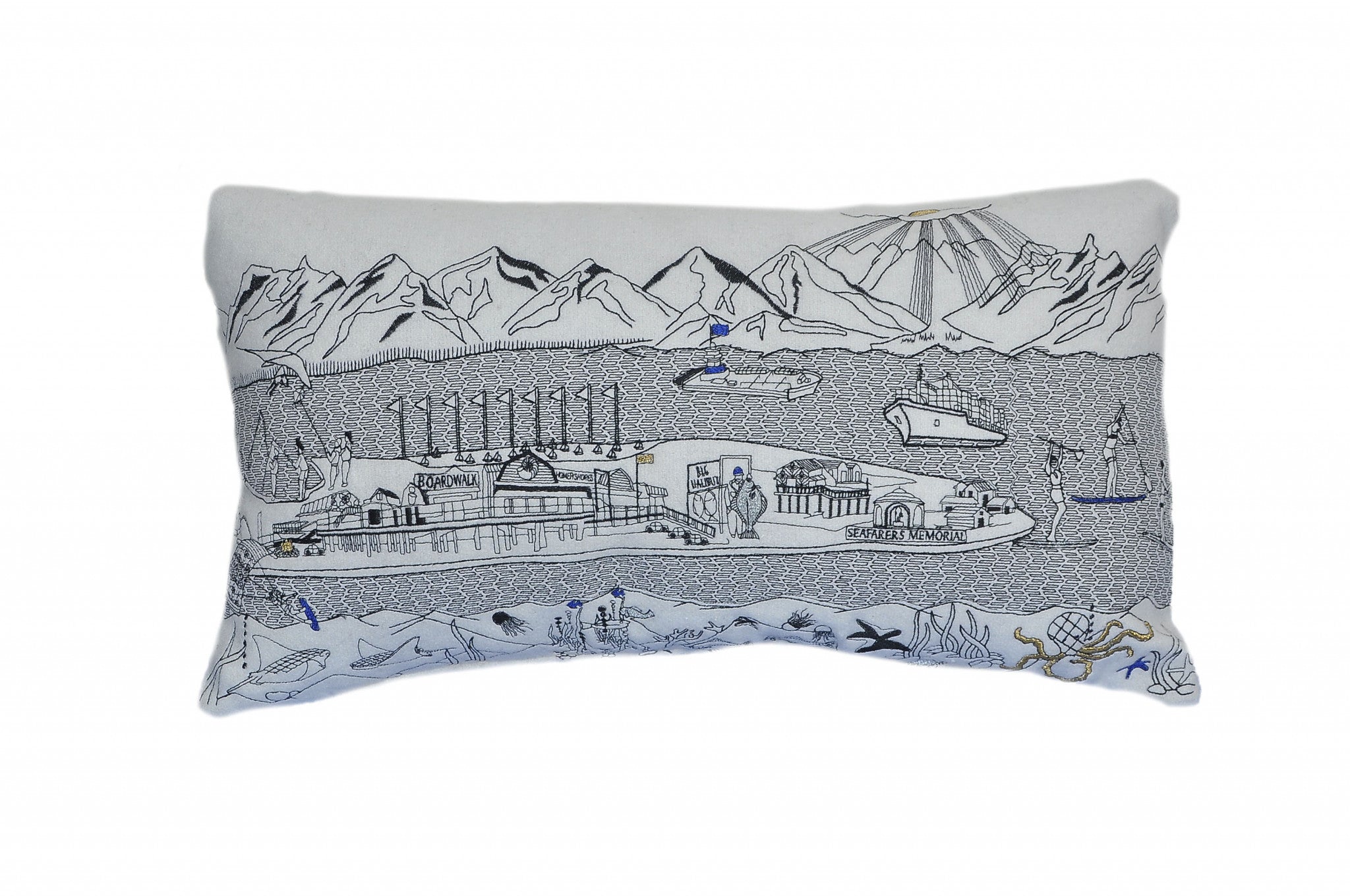 HomeRoots Cream 24' White Homer Spit Daylight Skyline Lumbar Decorative Pillow