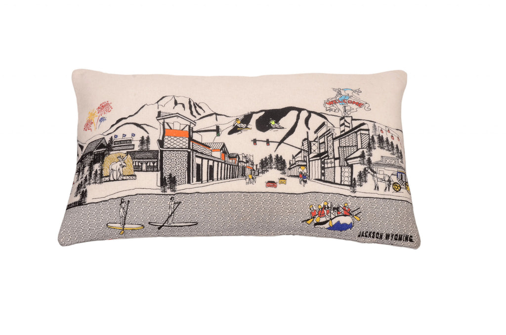 HomeRoots Cream 24' White Jackson Daylight Skyline Lumbar Decorative Pillow