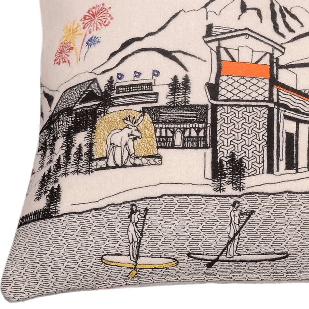 HomeRoots Cream 24' White Jackson Daylight Skyline Lumbar Decorative Pillow
