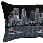 HomeRoots Grey 24' Black Minneapolis Nighttime Skyline Lumbar Decorative Pillow