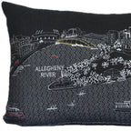 HomeRoots Grey 24' Black Pittsburgh Nighttime Skyline Lumbar Decorative Pillow