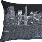 HomeRoots Grey 24' Black San Francisco Nighttime Skyline Lumbar Decorative Pillow