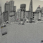 HomeRoots Cream 24' White San Francisco Daylight Skyline Lumbar Decorative Pillow