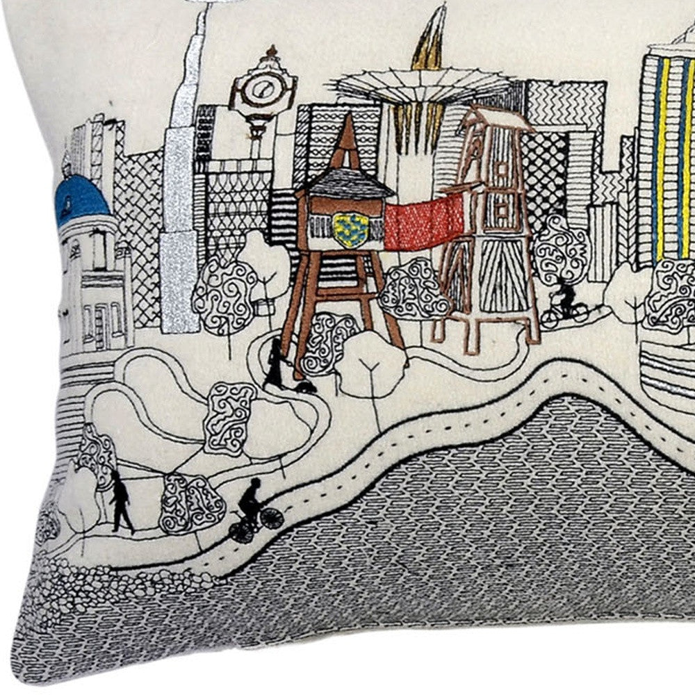HomeRoots Cream 24' White Tulsa Daylight Skyline Lumbar Decorative Pillow