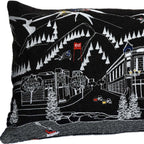 HomeRoots Grey 35' Black Aspen Nighttime Skyline Lumbar Decorative Pillow