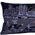 HomeRoots Grey 35' Black Austin Nighttime Skyline Lumbar Decorative Pillow