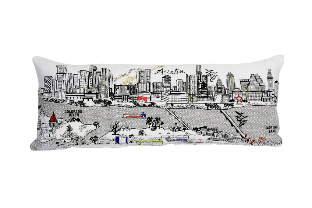 HomeRoots Cream 35' White Austin Daylight Skyline Lumbar Decorative Pillow