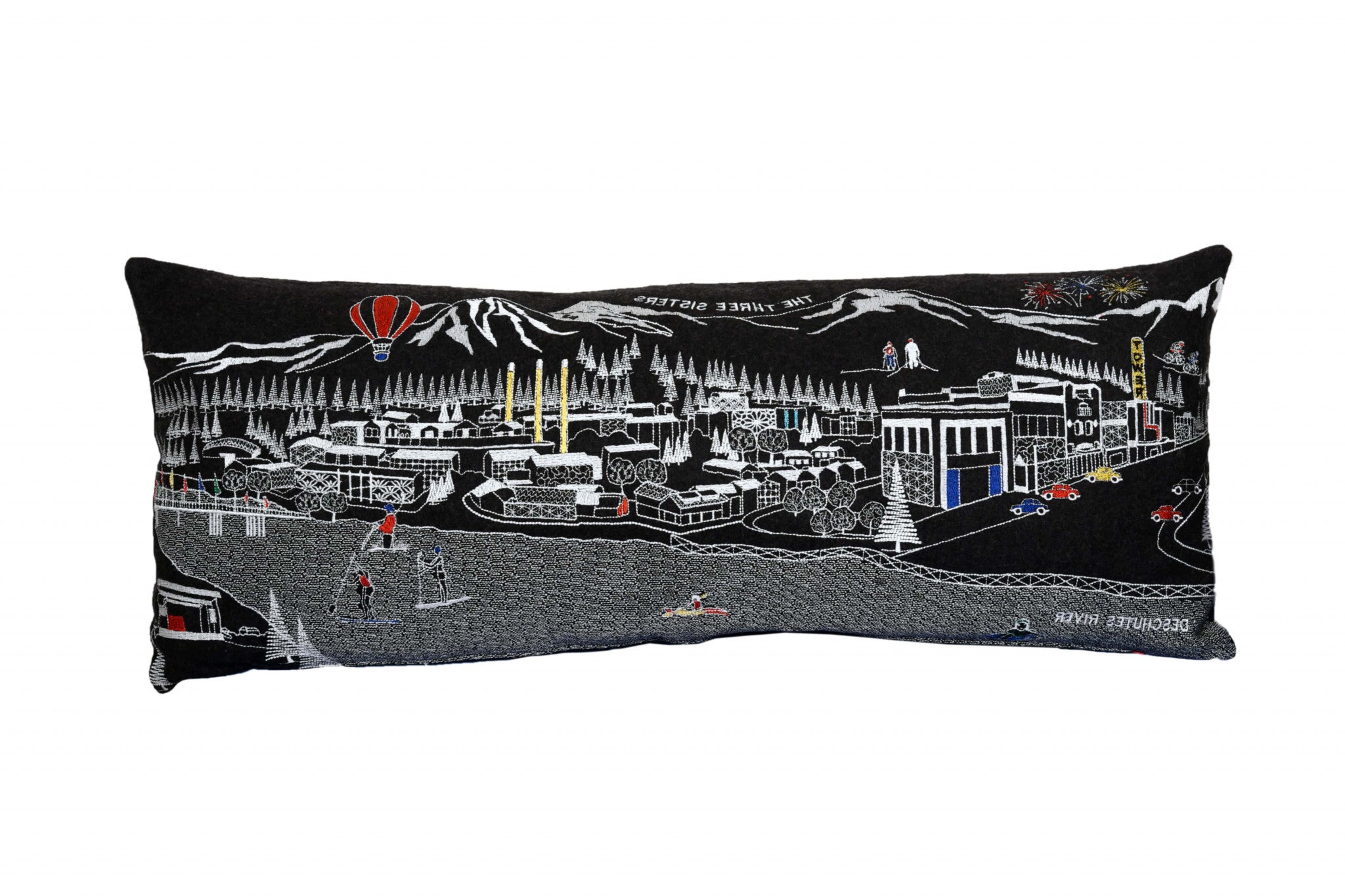HomeRoots Grey 35' Black Bend Nighttime Skyline Lumbar Decorative Pillow