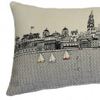 HomeRoots Cream 35' White Charleston Daylight Skyline Lumbar Decorative Pillow
