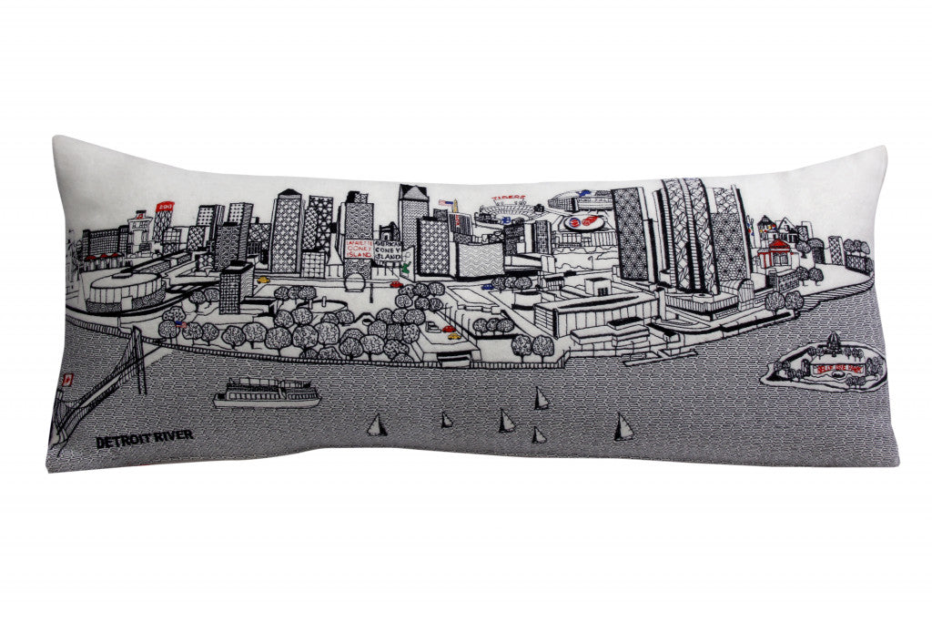 HomeRoots Cream 35' White Detroit Daylight Skyline Lumbar Decorative Pillow