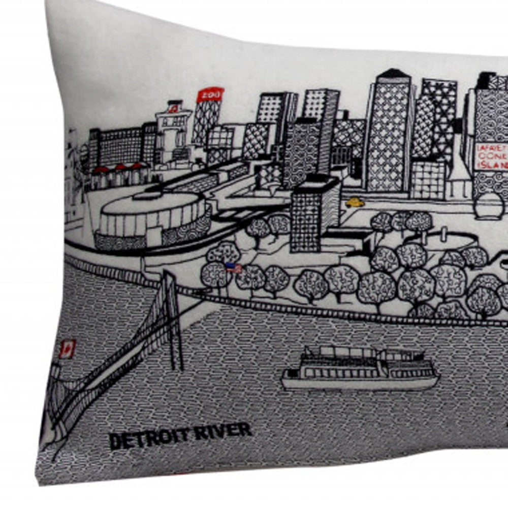HomeRoots Cream 35' White Detroit Daylight Skyline Lumbar Decorative Pillow