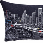HomeRoots Grey 35' Black Houston Nighttime Skyline Lumbar Decorative Pillow
