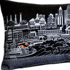 HomeRoots Grey 35' Black Kansas City Nighttime Skyline Lumbar Decorative Pillow