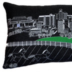 HomeRoots Grey 35' Black Lexington Nighttime Skyline Lumbar Decorative Pillow