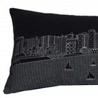 HomeRoots Grey 35' Black Madison Nighttime Skyline Lumbar Decorative Pillow