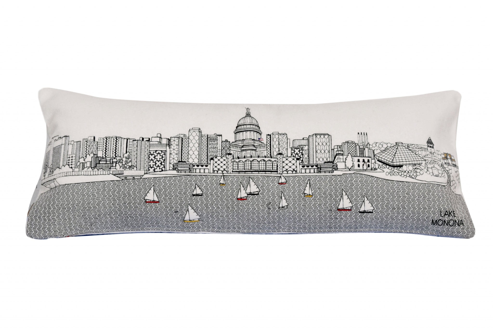 HomeRoots Cream 35' White Madison Daylight Skyline Lumbar Decorative Pillow