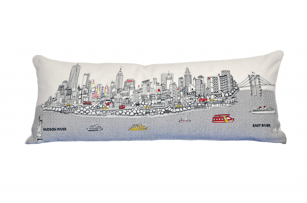 HomeRoots Cream 35' White NYC Daylight Skyline Lumbar Decorative Pillow