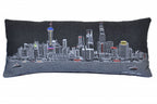 HomeRoots Grey 35' Black Shanghai Nighttime Skyline Lumbar Decorative Pillow