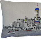 HomeRoots Cream 35' White Shanghai Daylight Skyline Lumbar Decorative Pillow