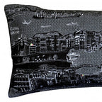 HomeRoots Grey 35' Black Venice Nighttime Skyline Lumbar Decorative Pillow