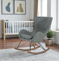 30 Gray and Brown Faux Fur Metal And Solid Wood Rocking Chair