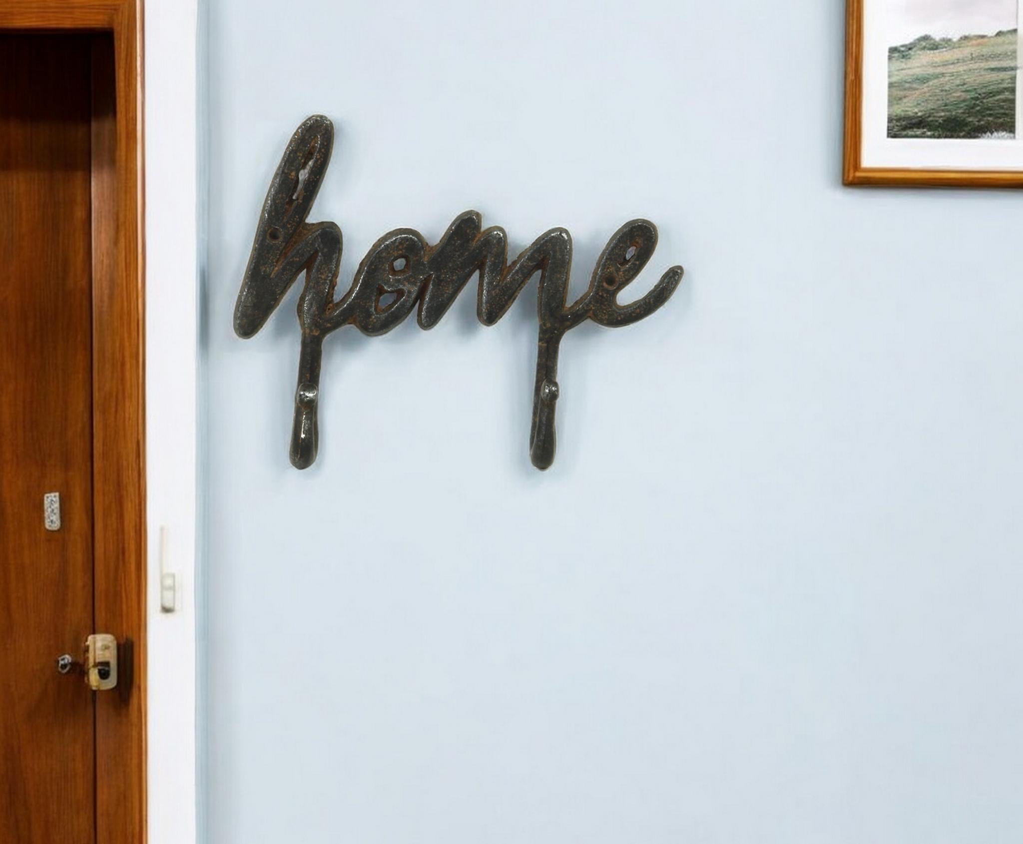 6 X 8 Black Handcrafted Home Metal Wall Decor With Hooks