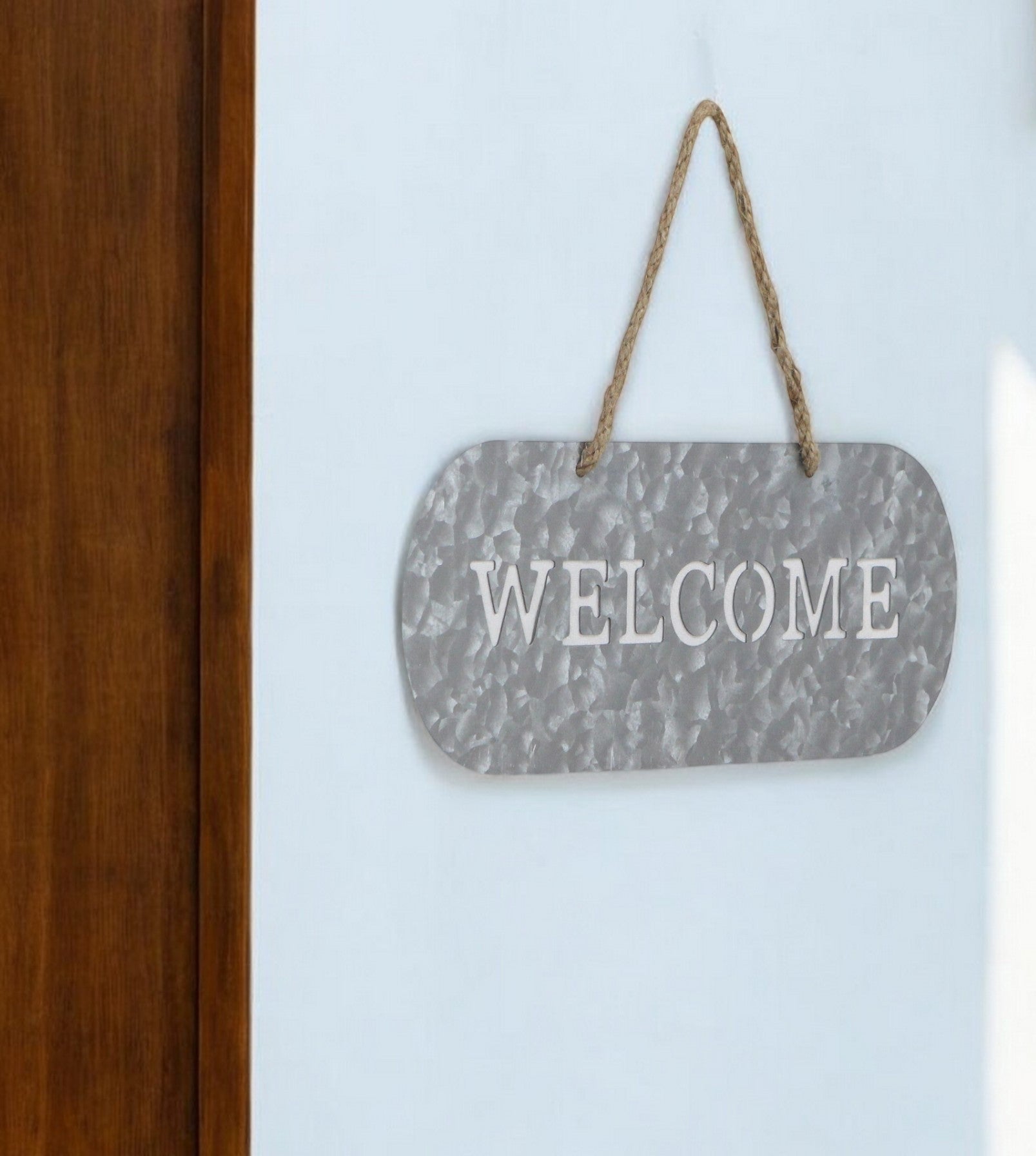 5 X 11 Gray Handcrafted Welcome Galvanized Metal Wall Decor