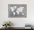 25 X 34 Brown and Gray Wood and Metal World Map Hanging Dimensional Sculpture