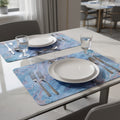 18 Set of Two Blue Abstract Faux Marble Cork Placemats