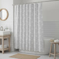 72 Off White And Silver Embroidered Floral Shower Curtain