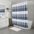 72 White And Blue Striped Shower Curtain