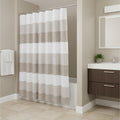 72 White And Taupe Striped Shower Curtain